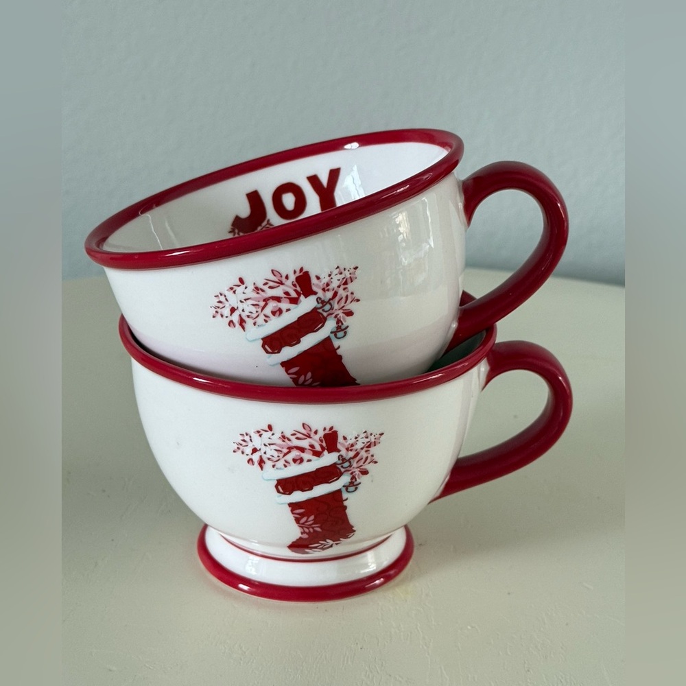 Starbucks Holiday 2007 "Joy" stocking coffee mugs.